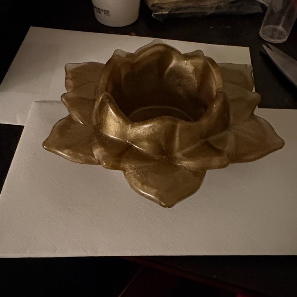 Gold Lotus Flower Candle Holder